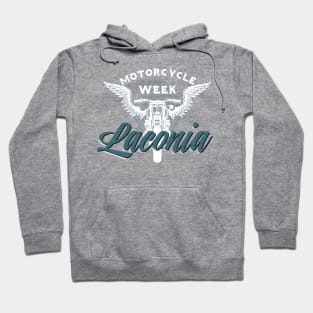 Laconia motorcycle week logo style - white and blue Hoodie